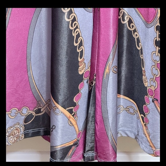 Dots Women’s Satin Strapless Baroque Print Jumpsuit L Pink Black Gold Wide Leg - Picture 8 of 16